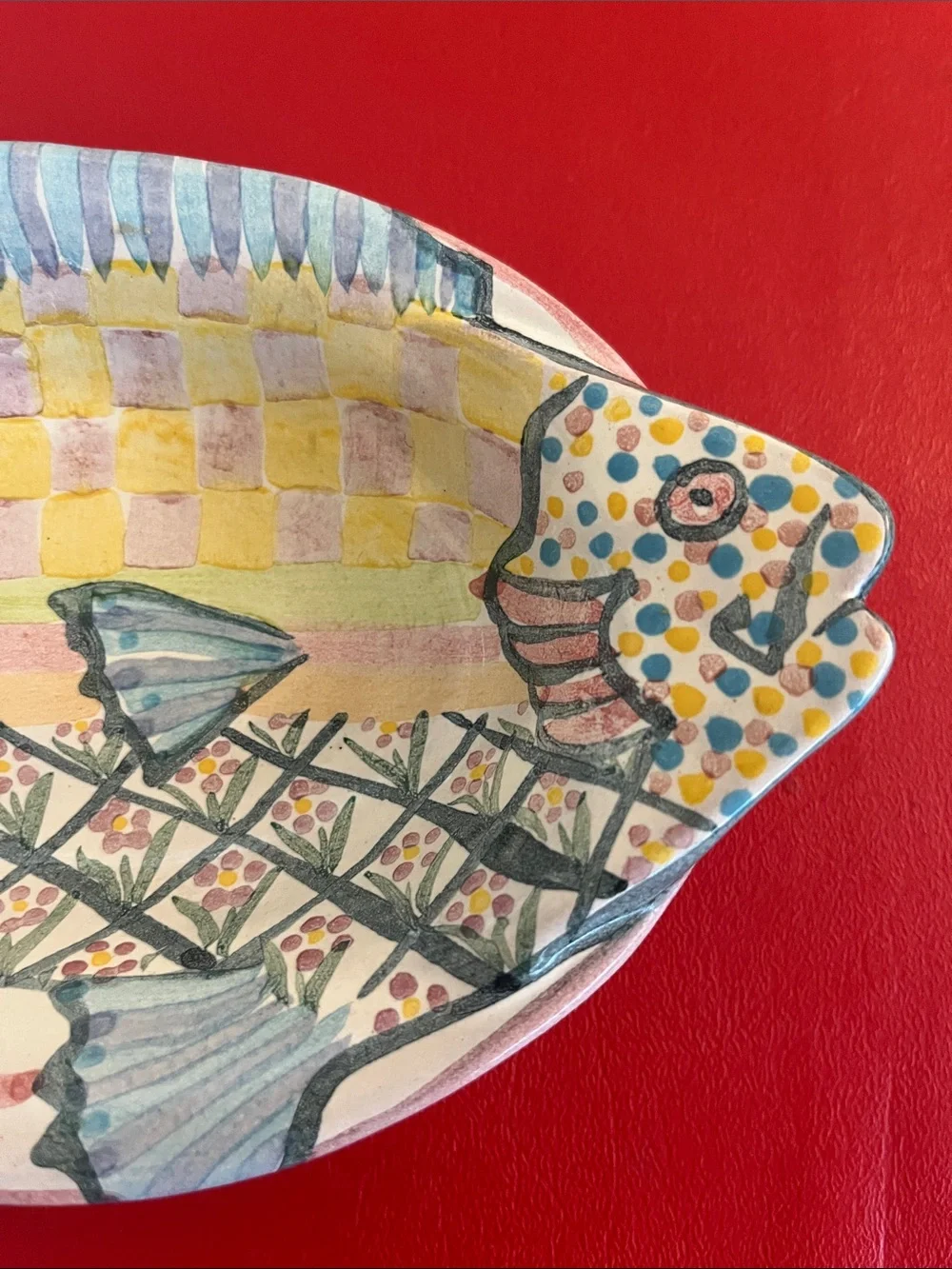 Vintage 1983 Mackensie Chaild Hand-Painted Decorative Fish Plate